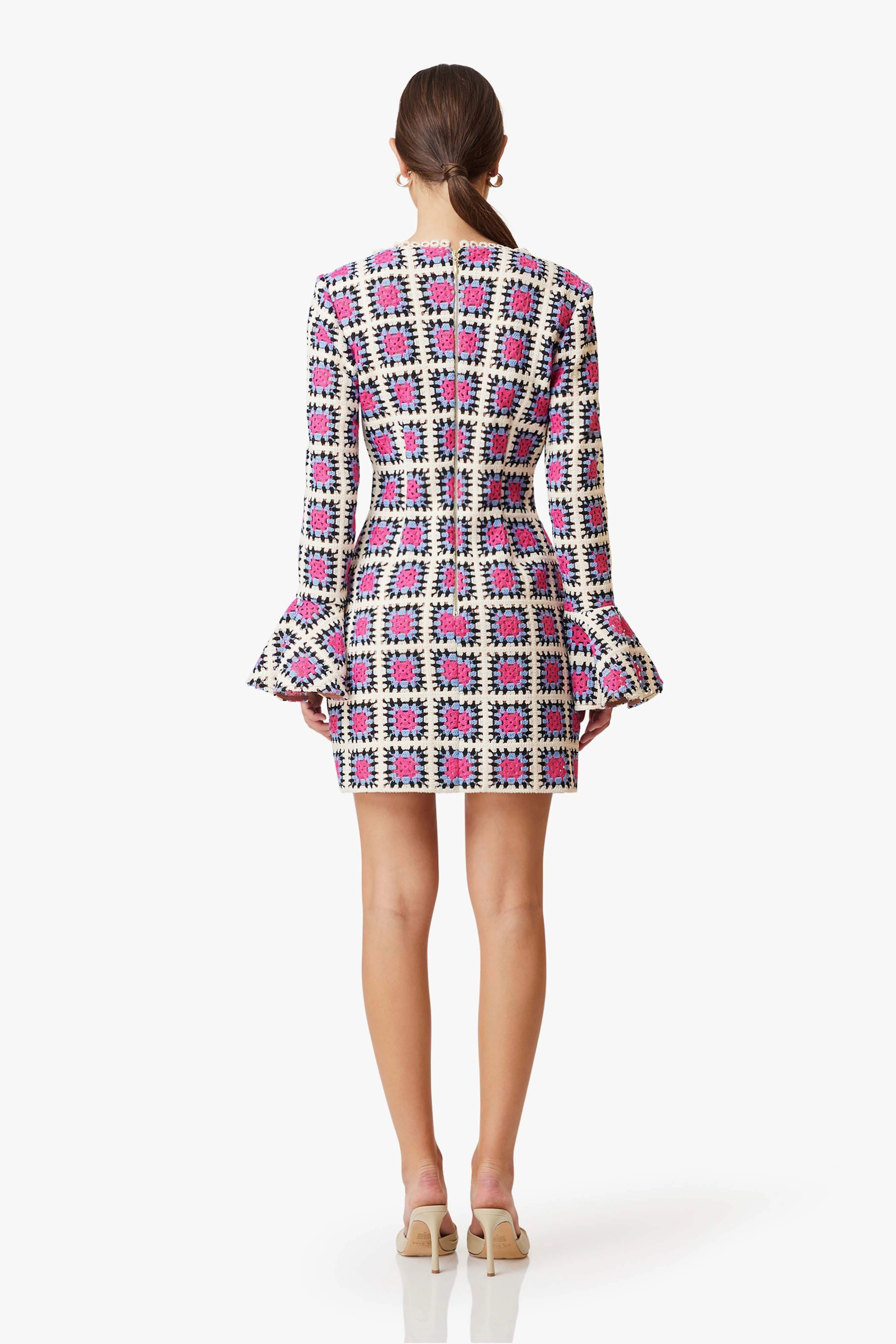 Luna Fitted Long Sleeved Mini Dress In Pink