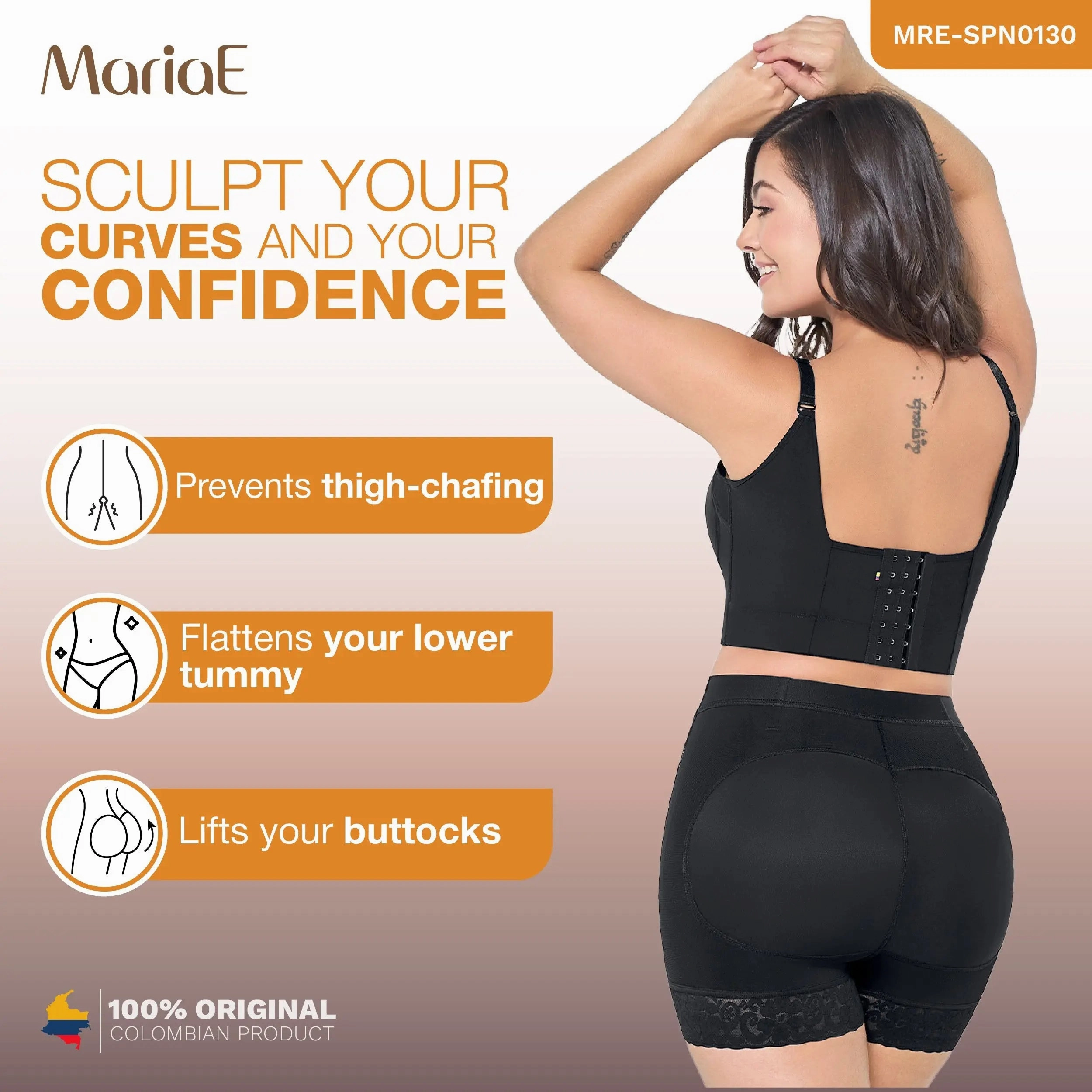 MARIAE FU101 Fajas Colombianas – High Waist Butt Lifter Shaper Shorts | High Compression Shapewear