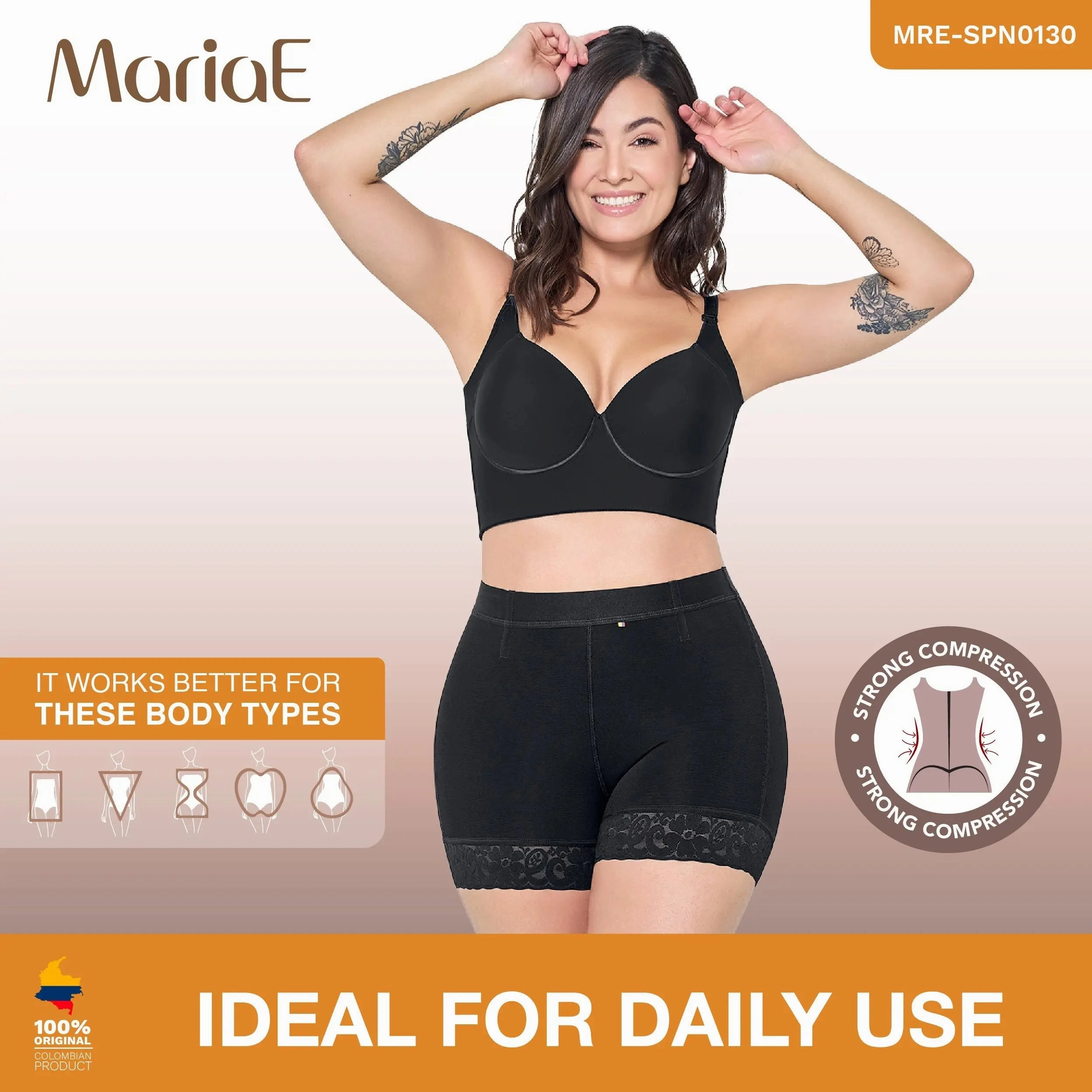 MARIAE FU101 Fajas Colombianas – High Waist Butt Lifter Shaper Shorts | High Compression Shapewear