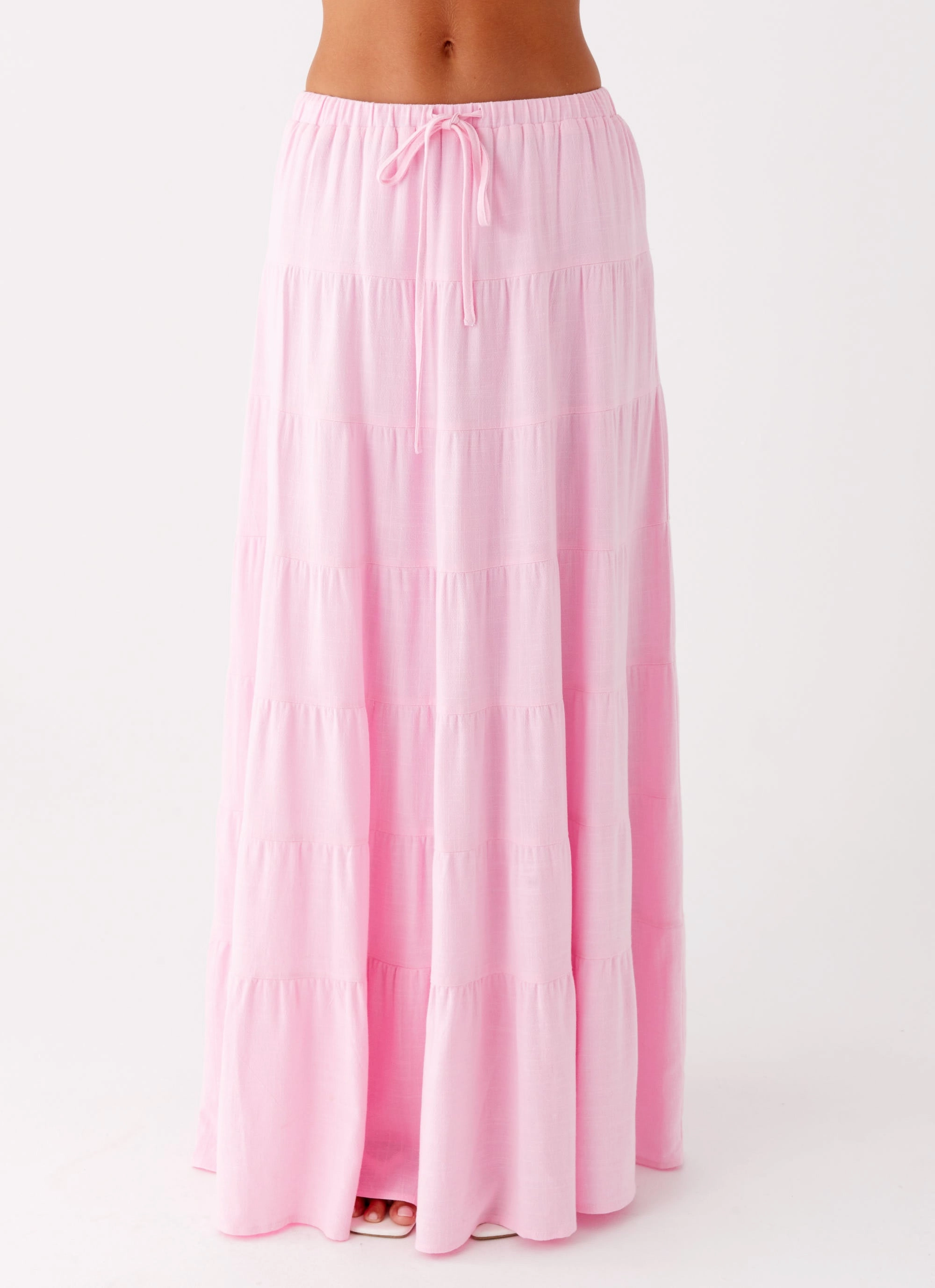 Mariella Linen Maxi Skirt - Pink