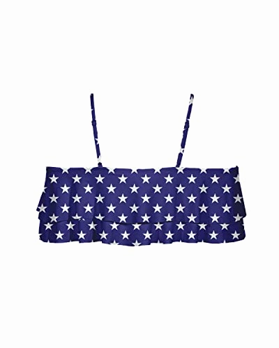 Patriotic American Flag Ruffle Bikini Top For 4Th Of July-National Flag