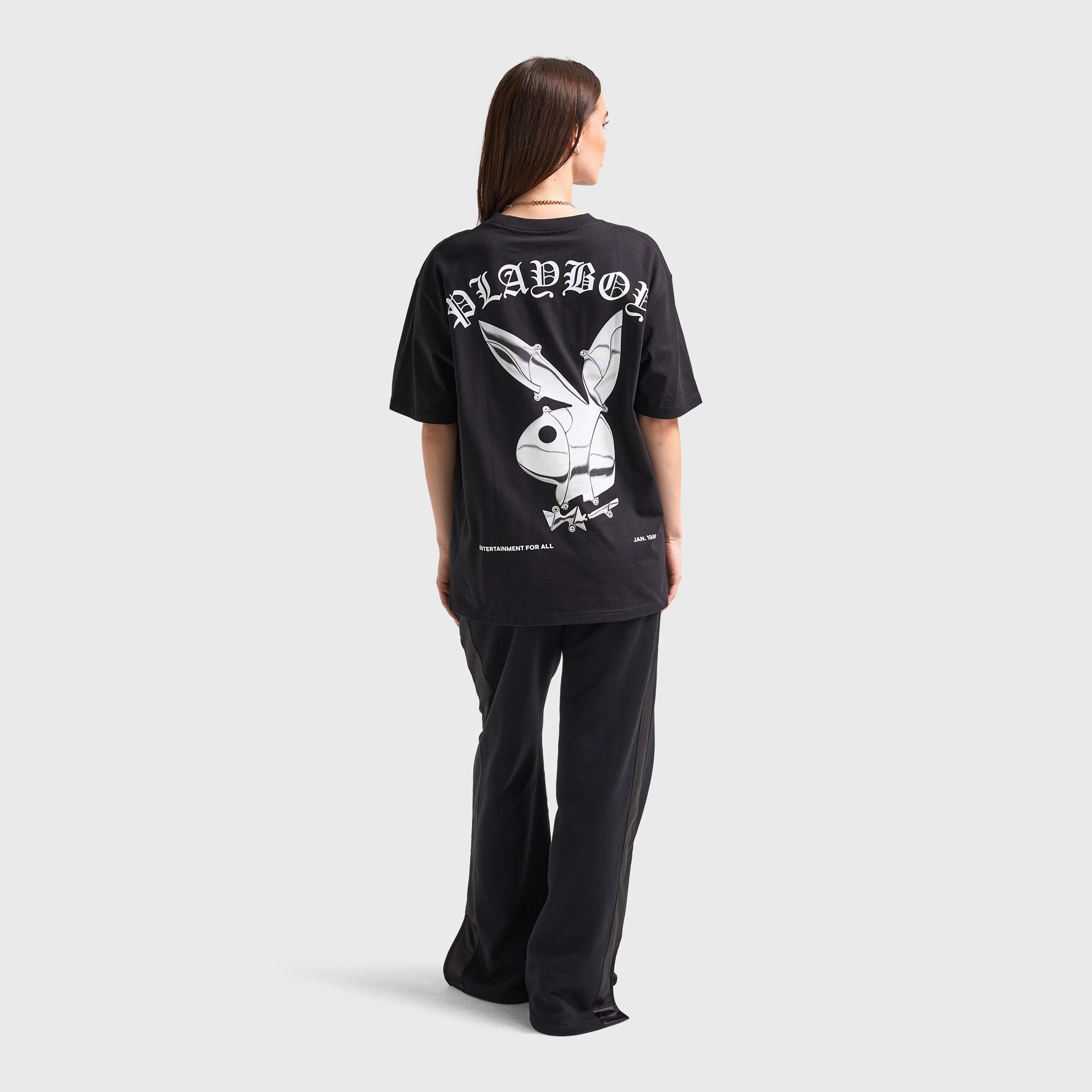 Playboy Chrome RH Oversized Graphic T-Shirt / Black
