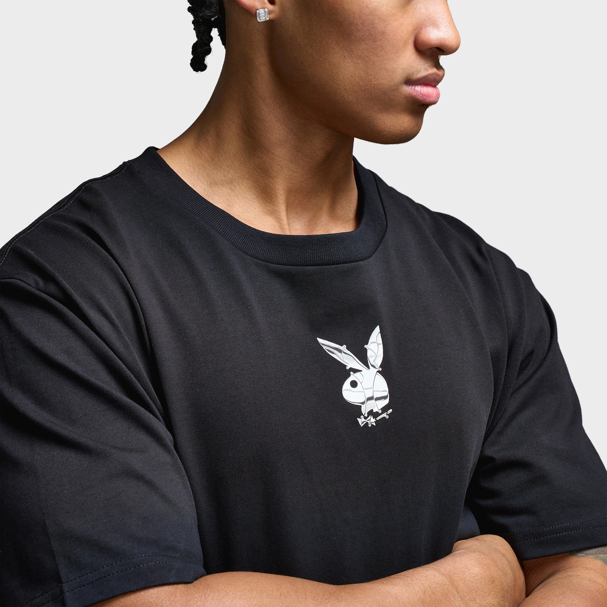 Playboy Chrome RH Oversized Graphic T-Shirt / Black