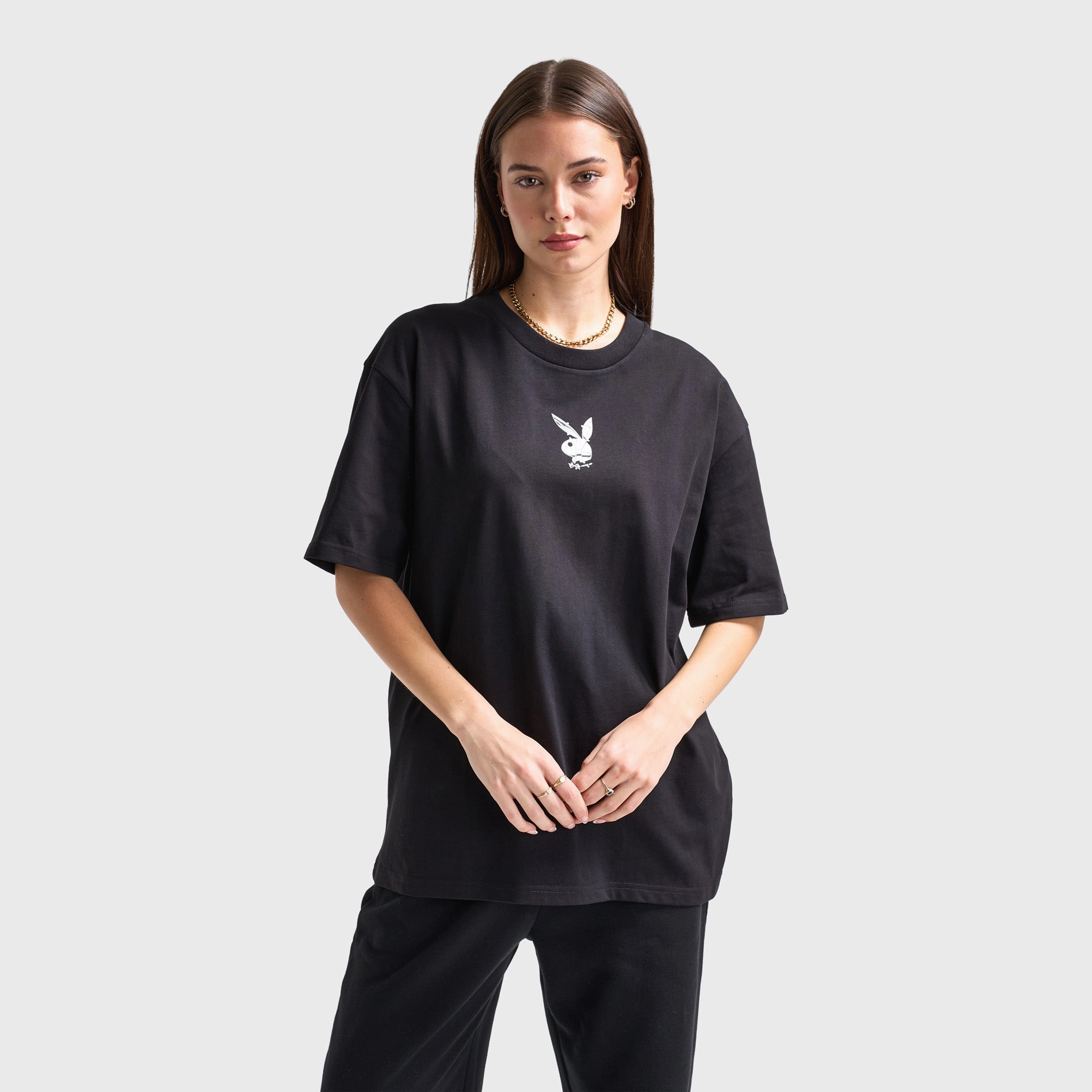 Playboy Chrome RH Oversized Graphic T-Shirt / Black