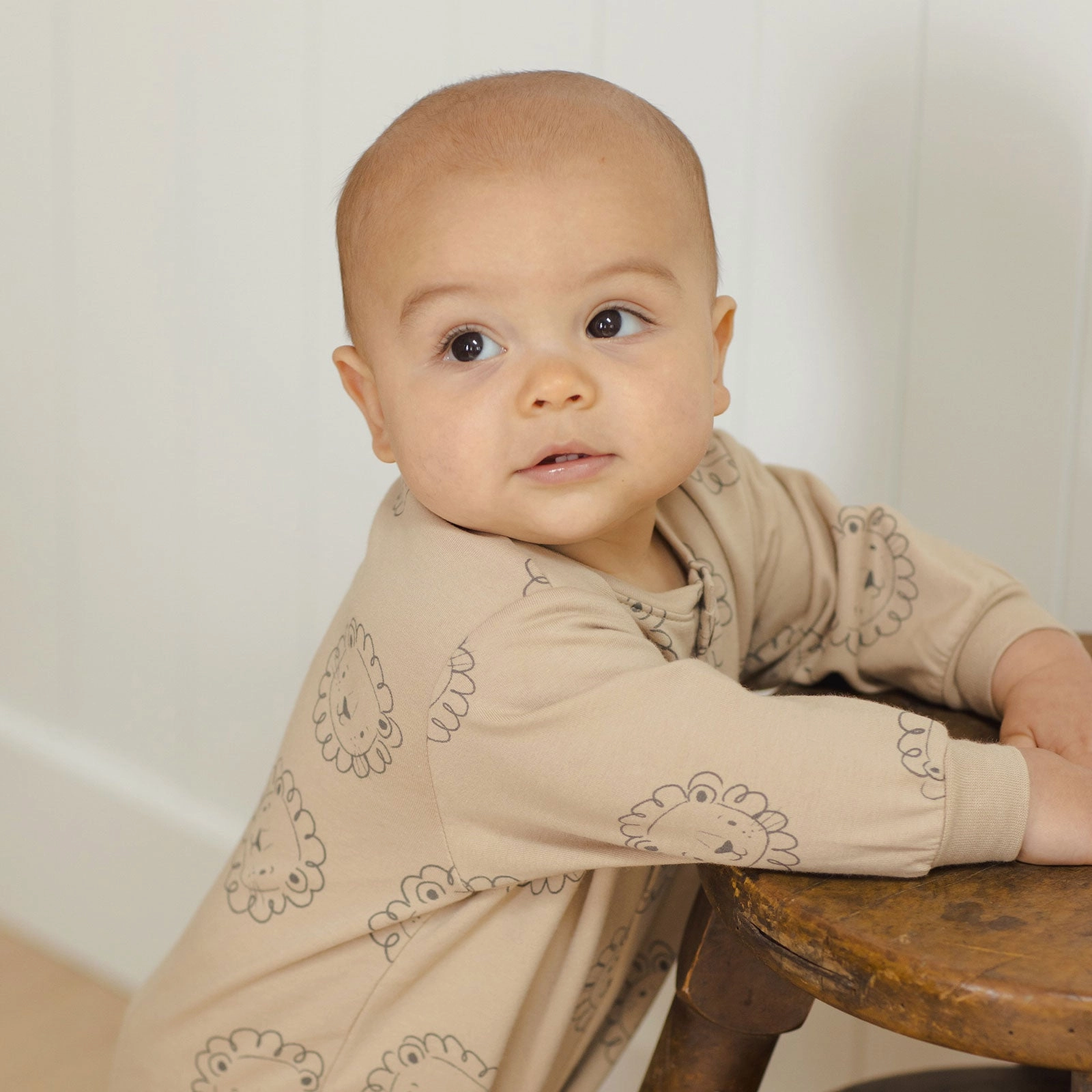 Relaxed Fleece Jumpsuit - Lions - Latte - FINAL SALE