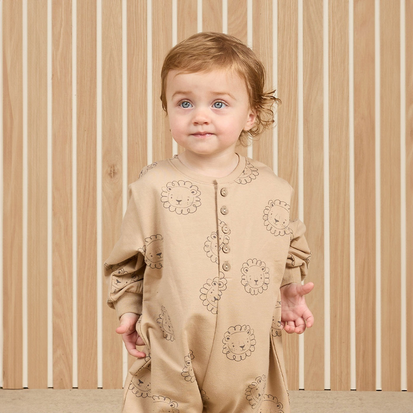 Relaxed Fleece Jumpsuit - Lions - Latte - FINAL SALE