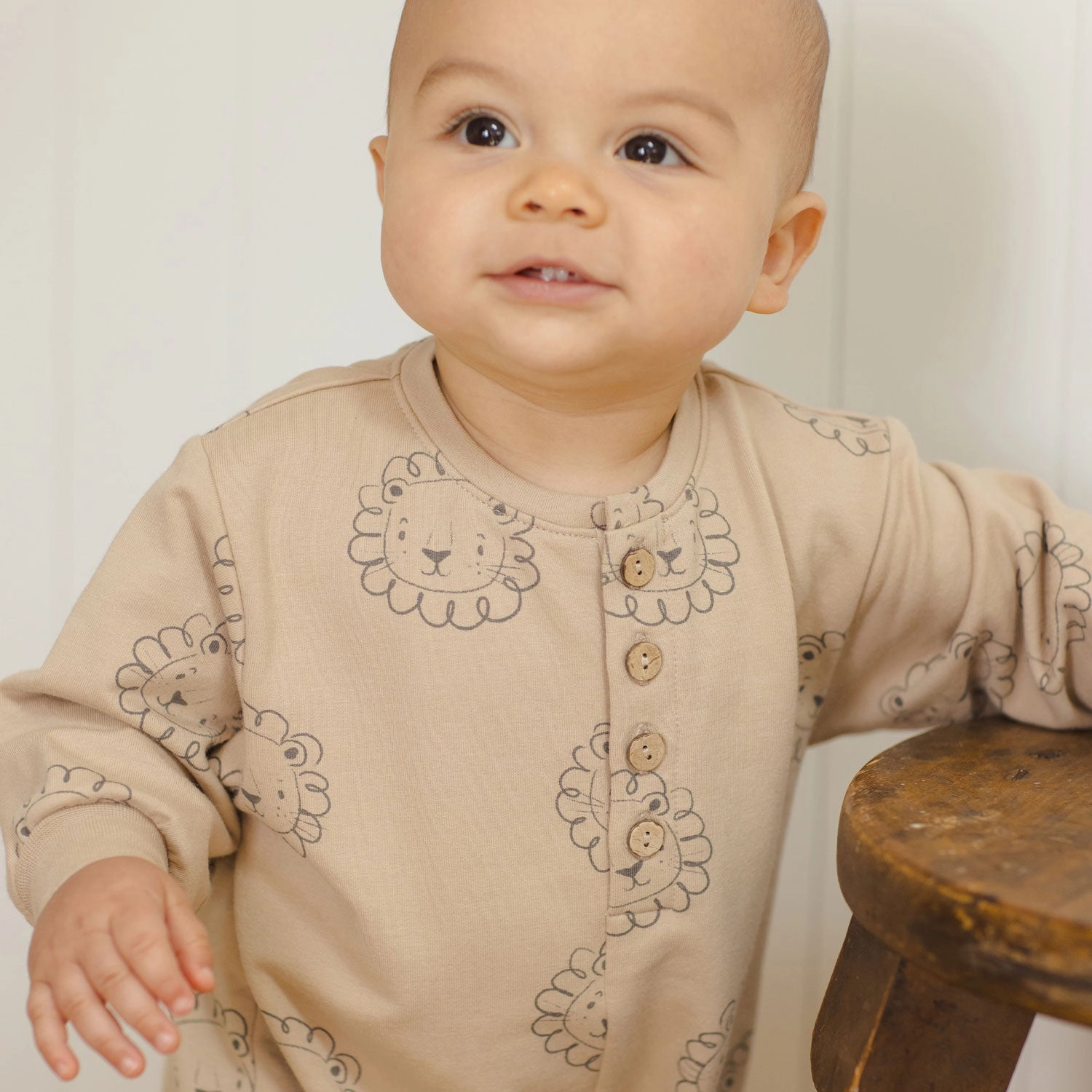 Relaxed Fleece Jumpsuit - Lions - Latte - FINAL SALE