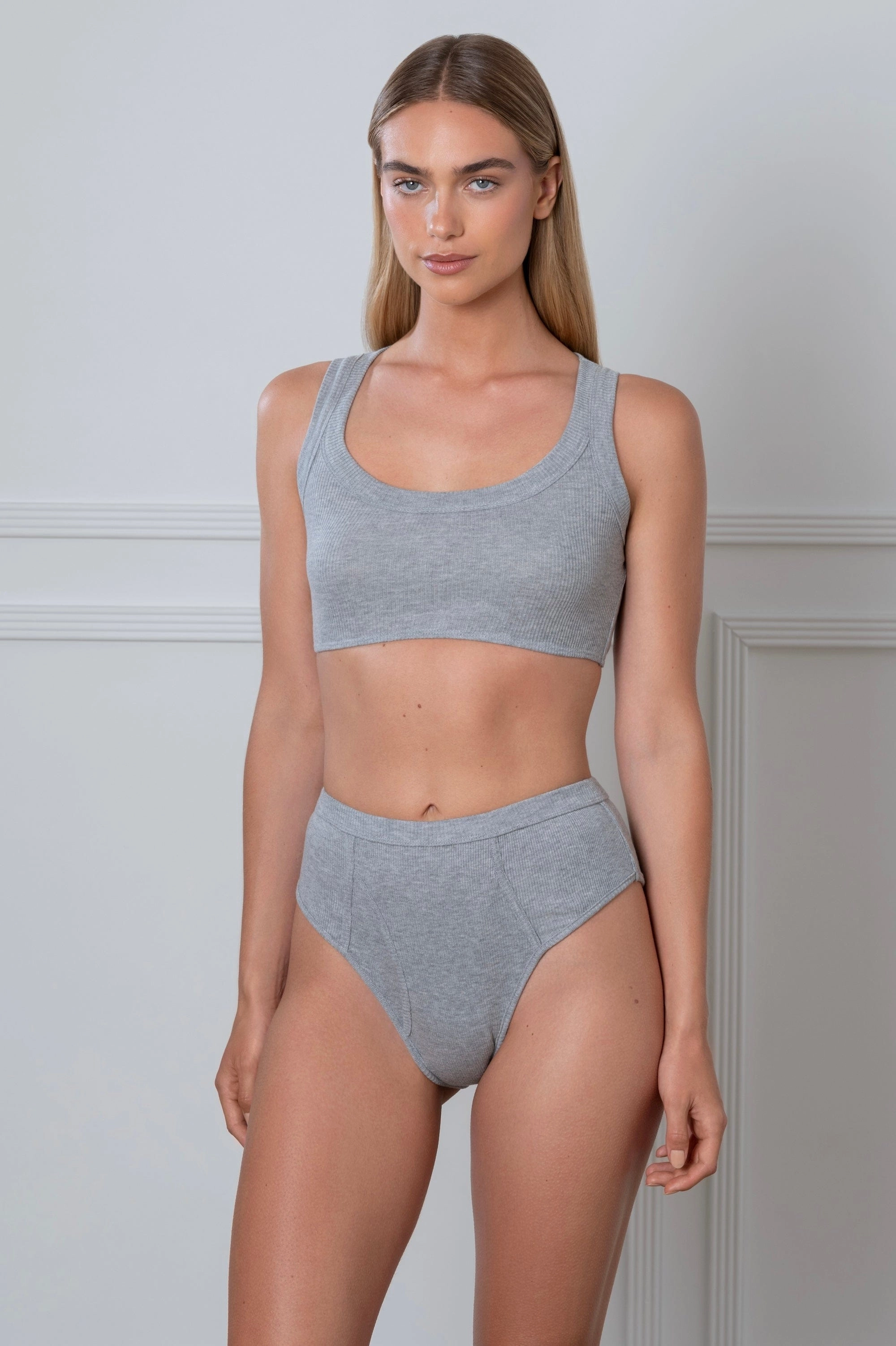 Rib Boyfriend Briefs Grey
