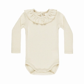 Ruffle Collar Bodysuit - Natural - FINAL SALE