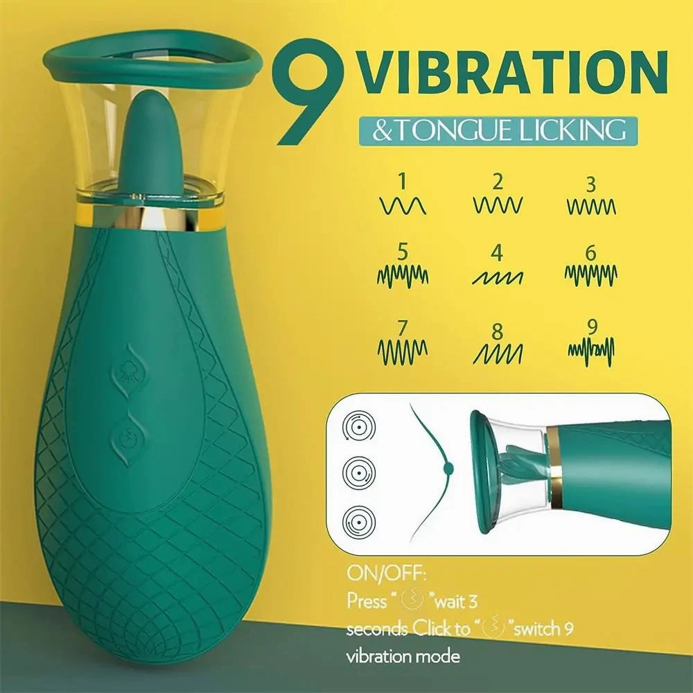 SCIONESS - 3 Sucking 9 Licking Modes Foreplay Tongue Vibrator Nipples Clit Sucker