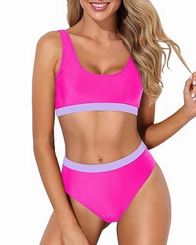 Scoop Neck Crop Top & High Waist Two Piece Set