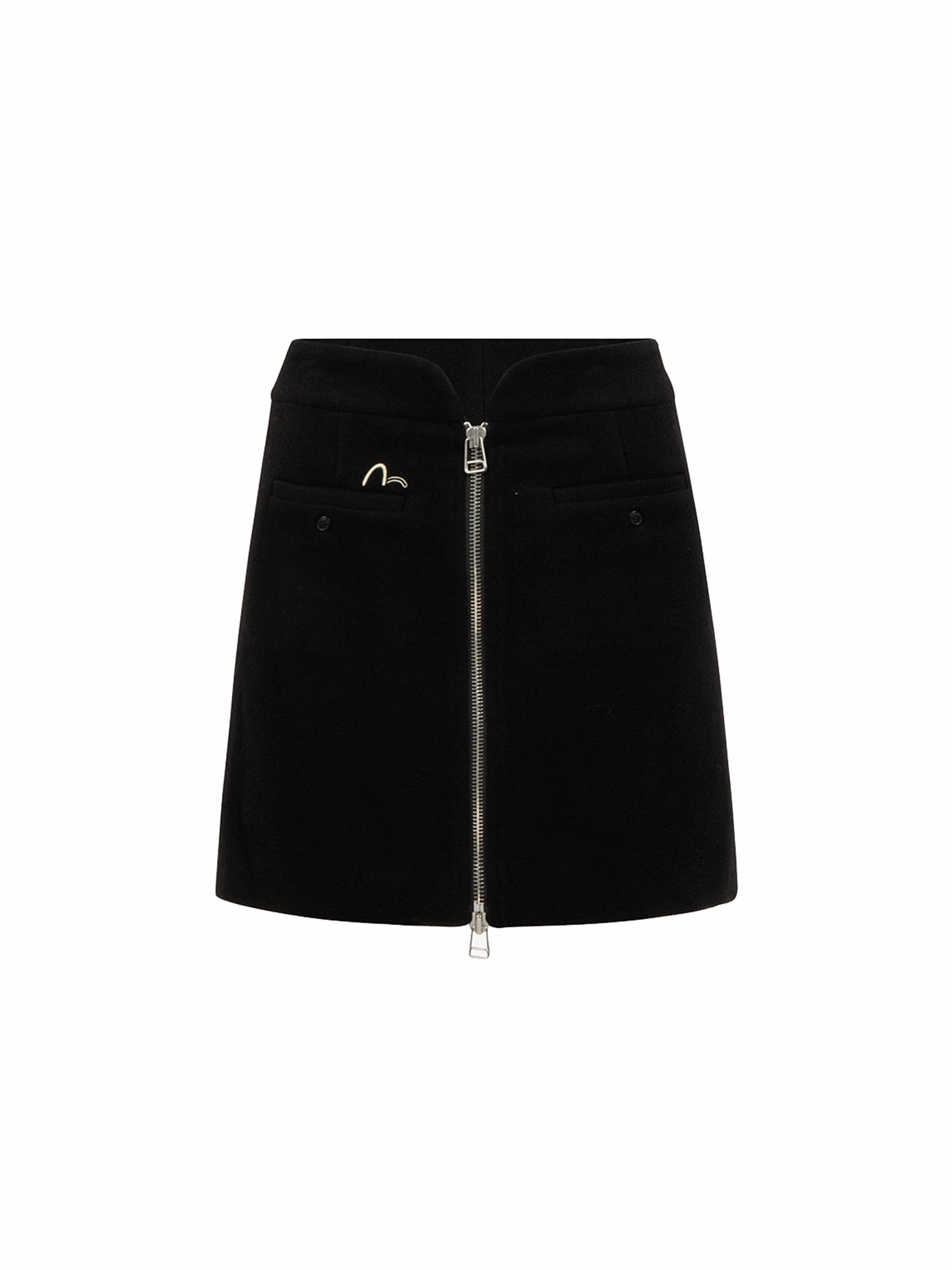 Slogan Embroidered Waistband Skirt