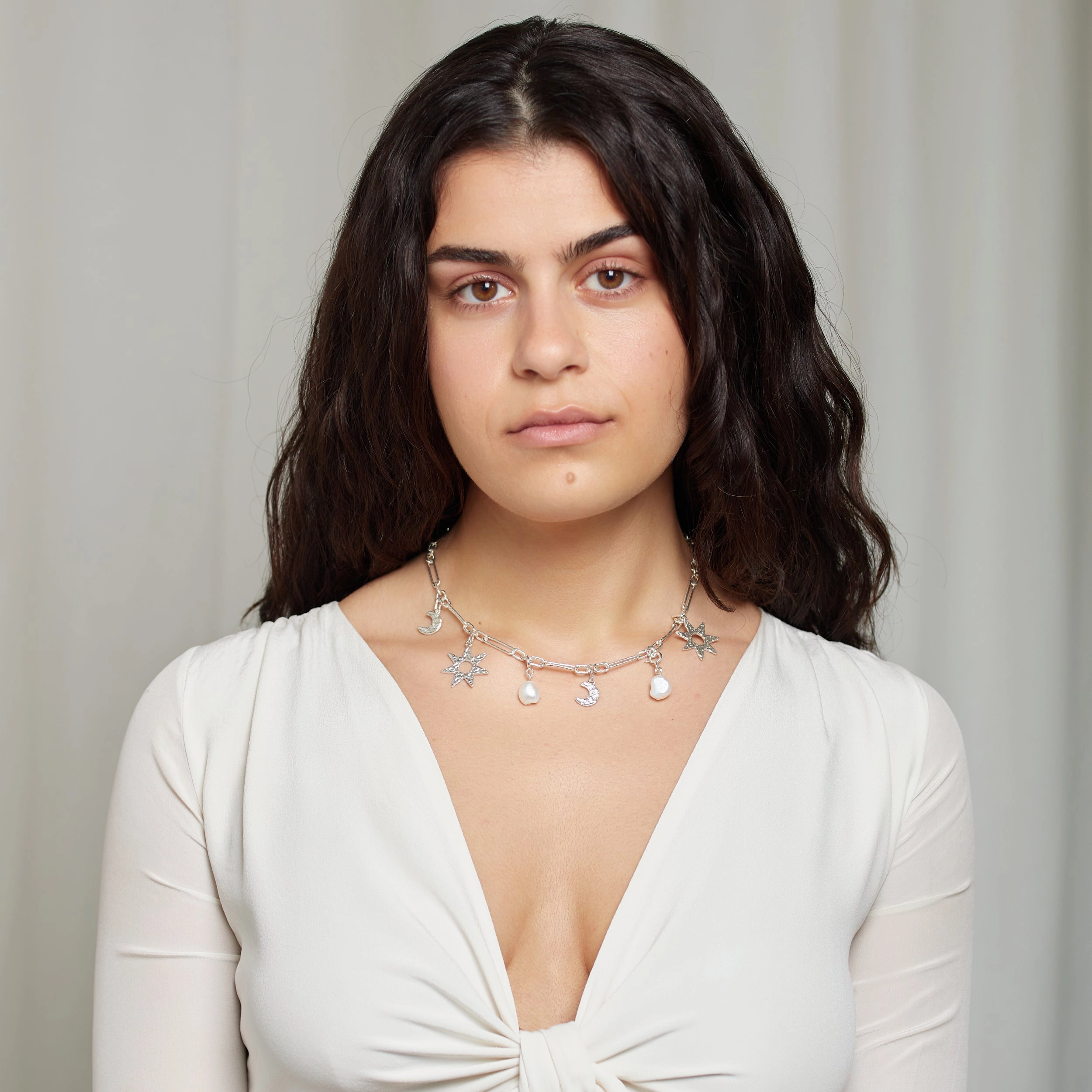 Solenn Charm Necklace in Silver