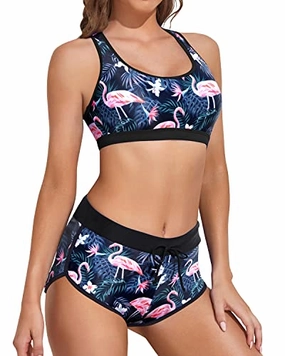 Sporty Racerback Bikini Swimsuits for Girls Two Piece Athletic Swimwear