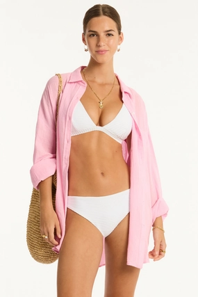 Sunset Cotton Cover Up Shirt in Pink