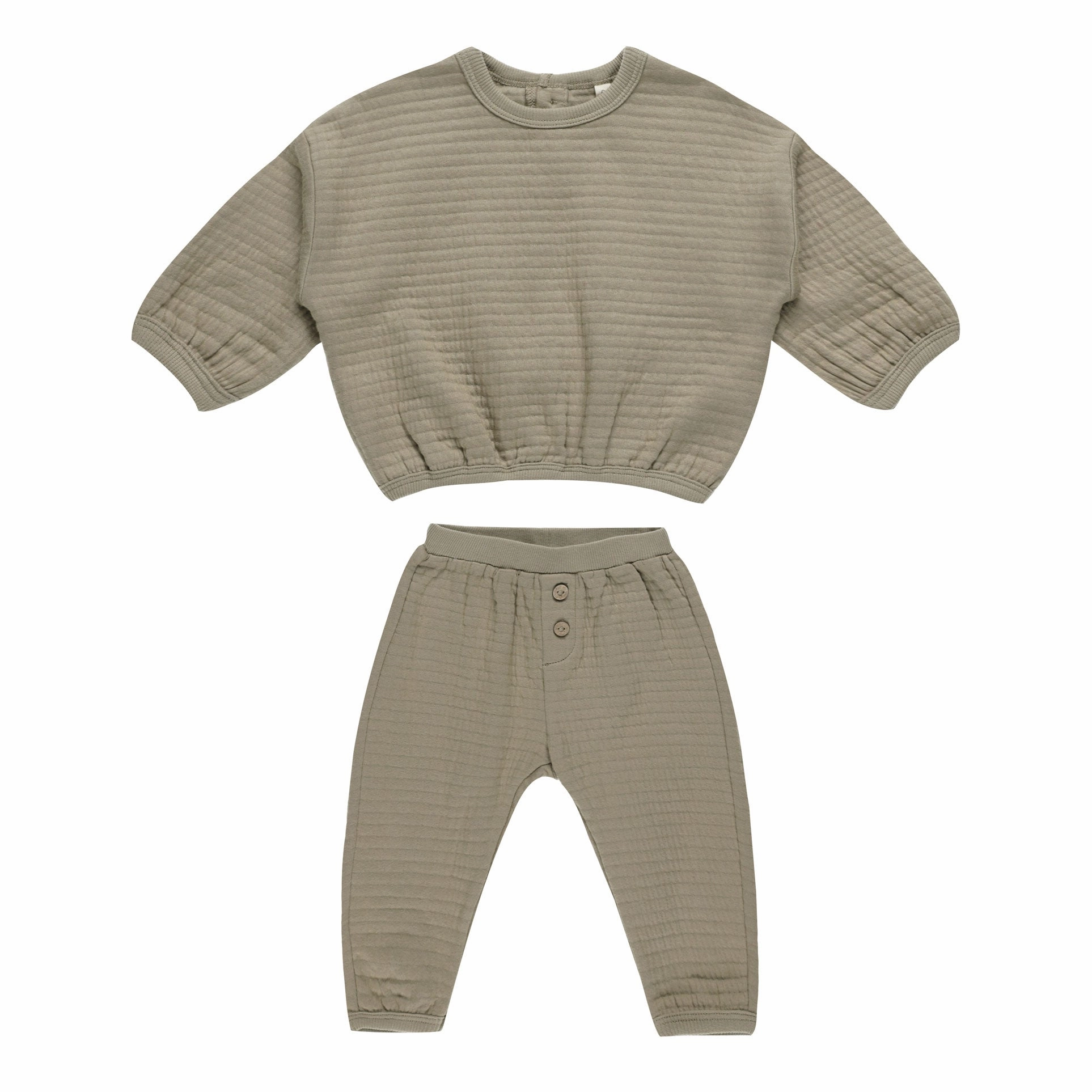 Textured Sweat Set - Olive - FINAL SALE