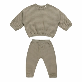 Textured Sweat Set - Olive - FINAL SALE