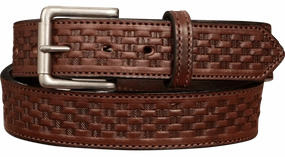 The Maverick: Brown Stitched Basket Weave 1.50"
