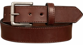 The Maverick: Brown Stitched Leather Belt 1.50"