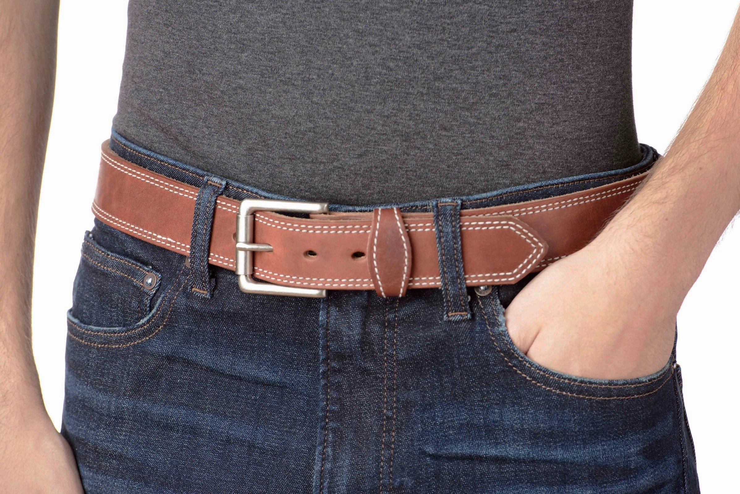 The Maverick: Hot Dipped Tan Double Stitched 1.50"