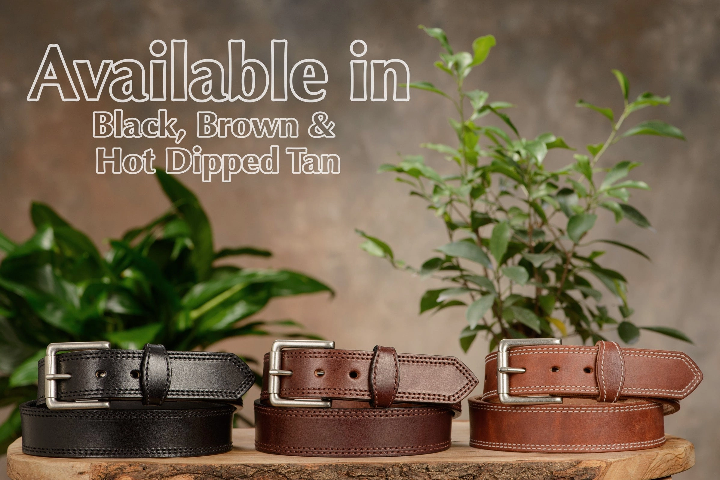 The Maverick: Hot Dipped Tan Double Stitched 1.50"