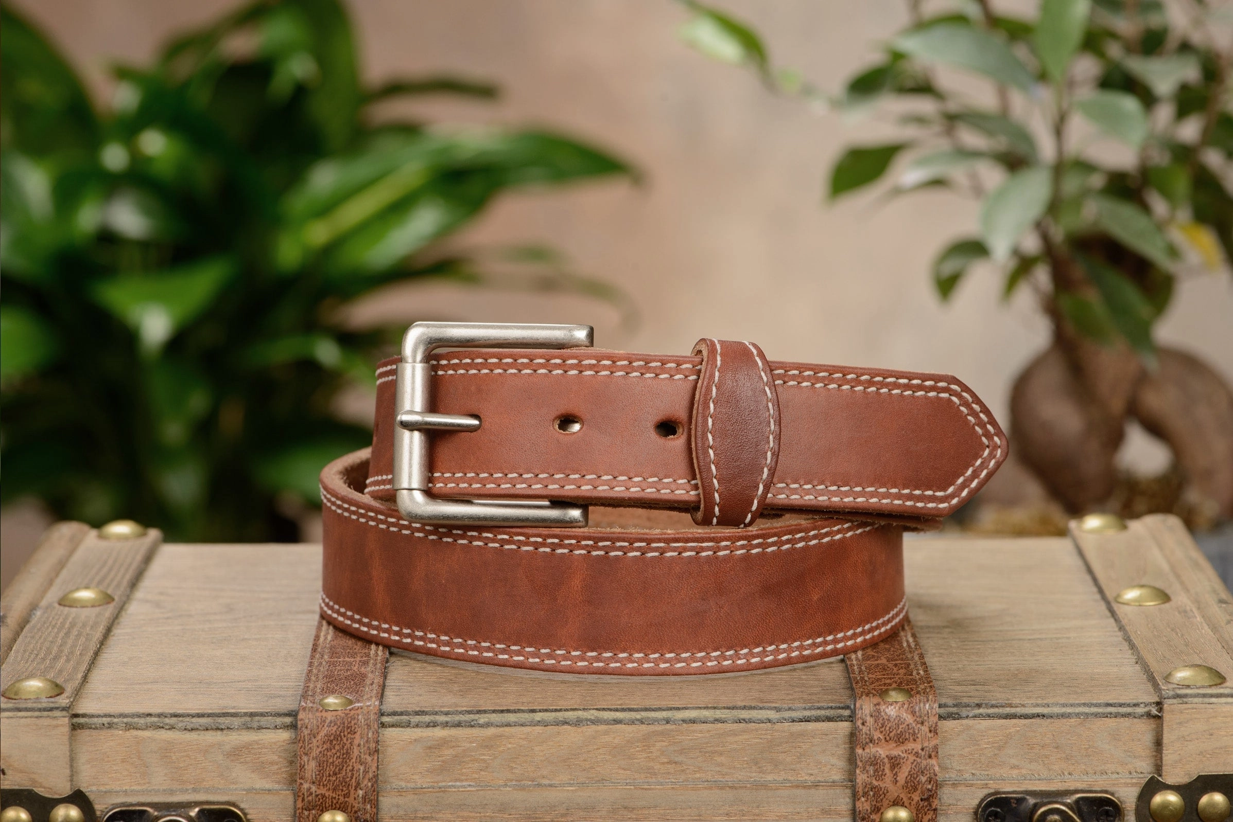 The Maverick: Hot Dipped Tan Double Stitched 1.50"