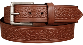 The Maverick: Medium Brown Celtic Leather Belt 1.50"