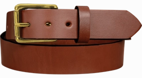 The Maverick: Medium Brown Non Stitched Leather Belt With Brass 1.50"