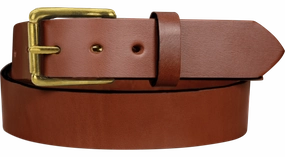 The Maverick: Medium Brown Non Stitched Leather Belt With Brass 1.50"
