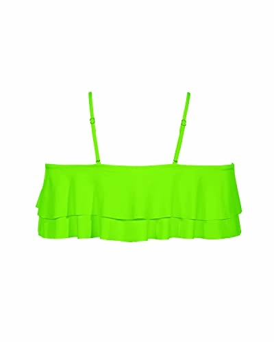 Trendy Padded Bikini Top Off Shoulder Swim Top-Neon Green