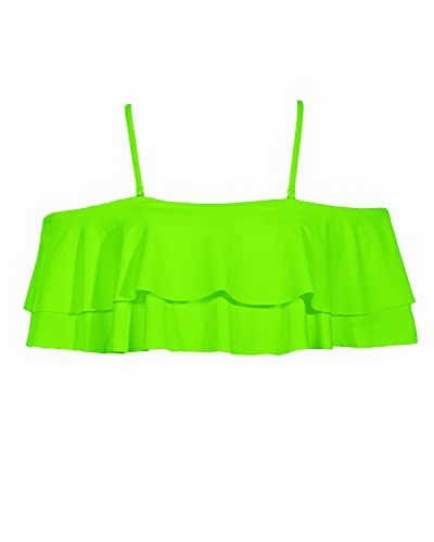 Trendy Padded Bikini Top Off Shoulder Swim Top-Neon Green