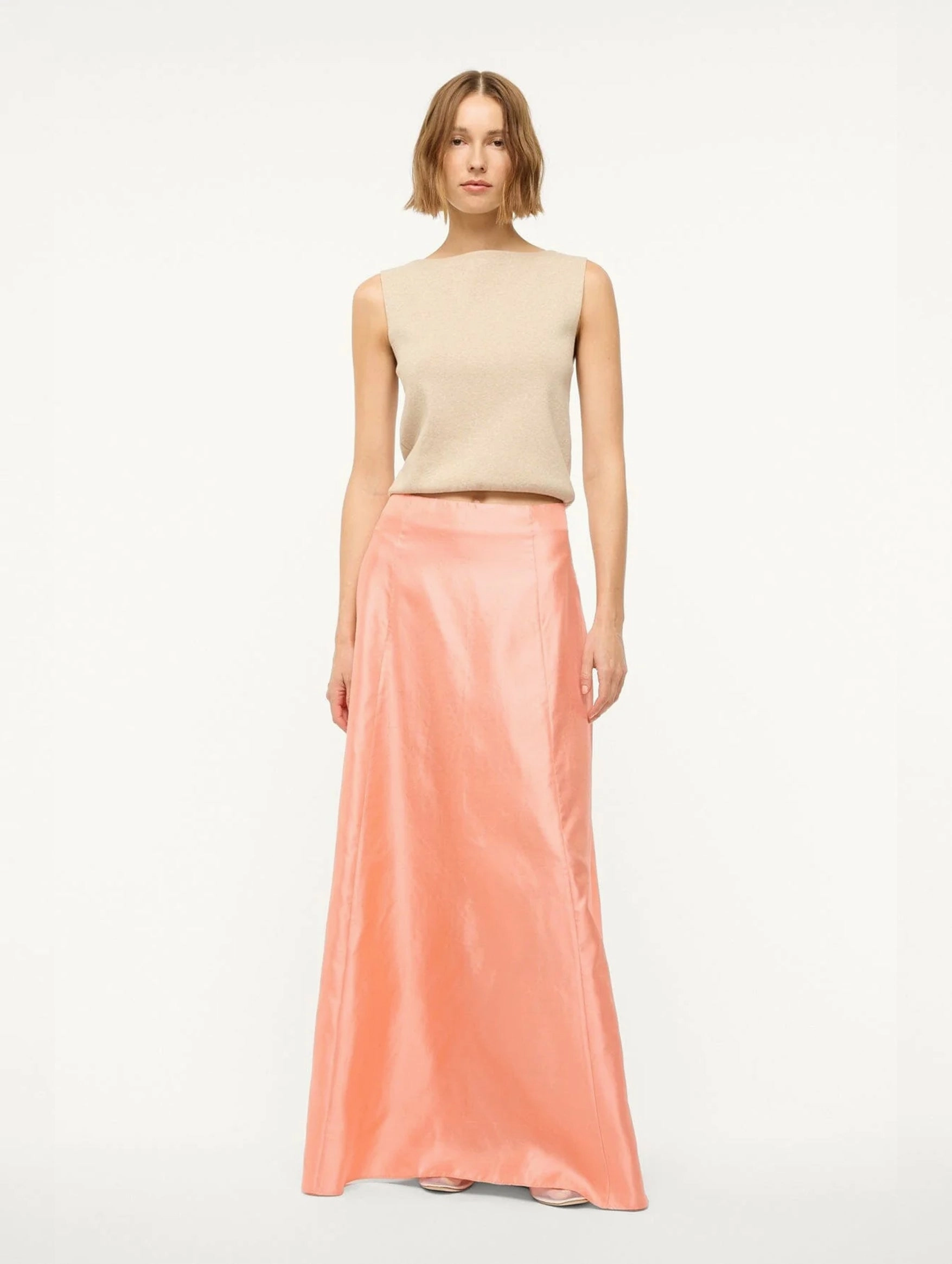 Vincenzo Silk Skirt in Carnation