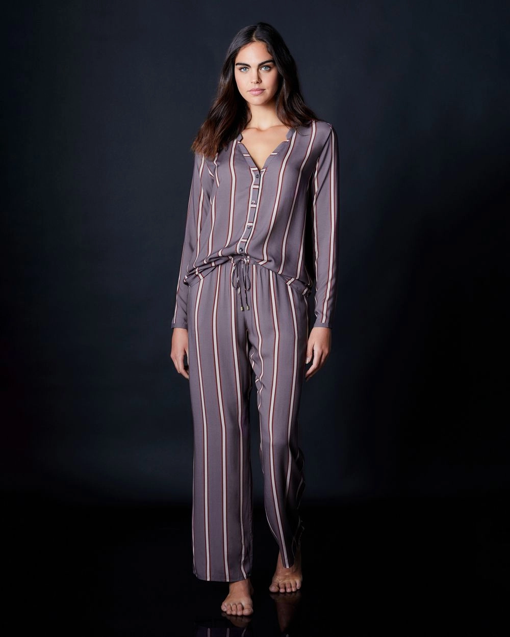 Woven Long Sleeve Pajama Shirt