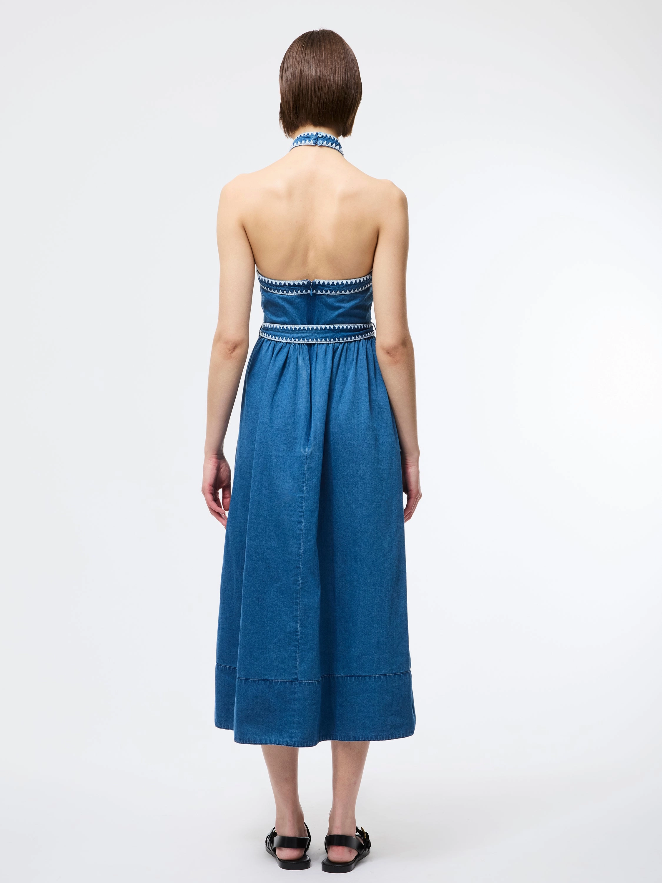 Zaves Chambray Halterneck Midi Dress
